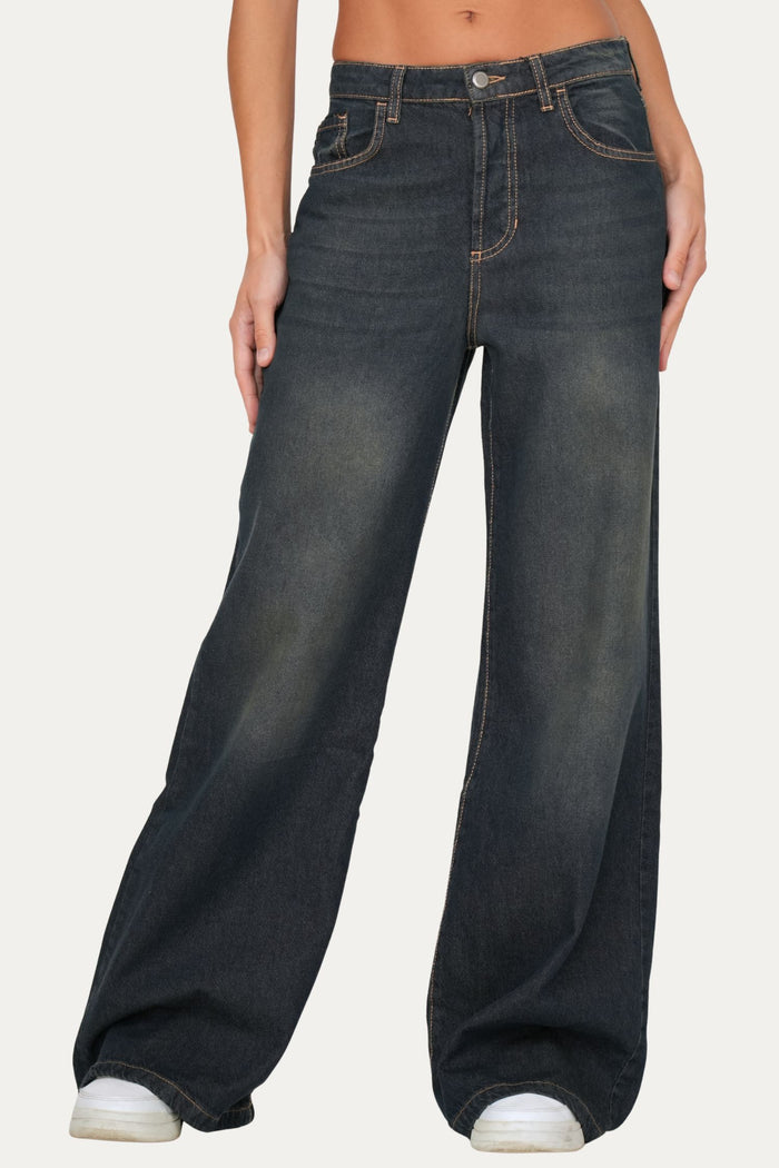 Jeans palazzo DEA tessuto slegato - Denim Thé