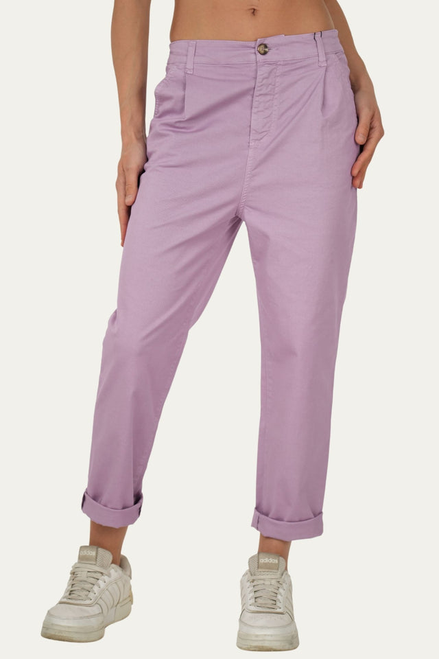 Pantalone boyfriend SALLY cotone Light - Glicine