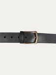 Cintura in pelle regolabile con fibbia ottone vecchio - Nero