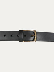 Cintura in pelle regolabile con fibbia ottone vecchio - Nero