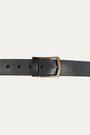 Cintura in pelle regolabile con fibbia ottone vecchio - Nero