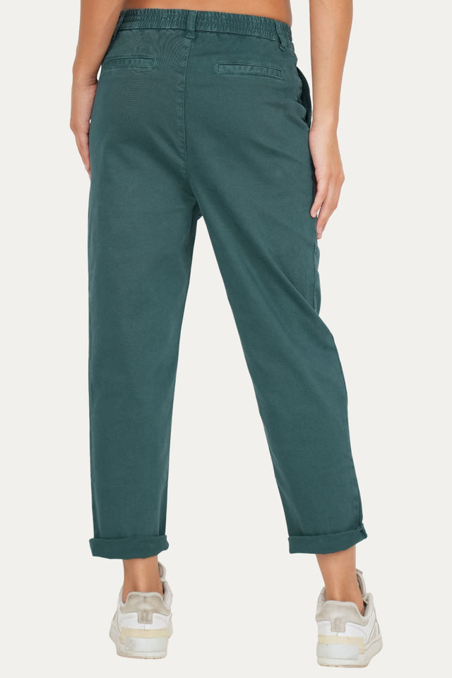 Pantalone boyfriend SALLY cotone gabardina - Ottanio