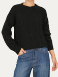 Maglione TRECCE e ROMBI misto cashmere - Nero