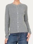 Cardigan manica lunga con bottoni misto cashmere - Grigio