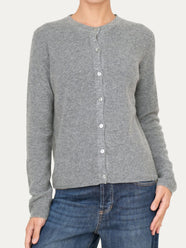 Cardigan manica lunga con bottoni misto cashmere - Grigio
