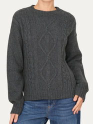Maglione TRECCE e ROMBI misto cashmere - Antracite