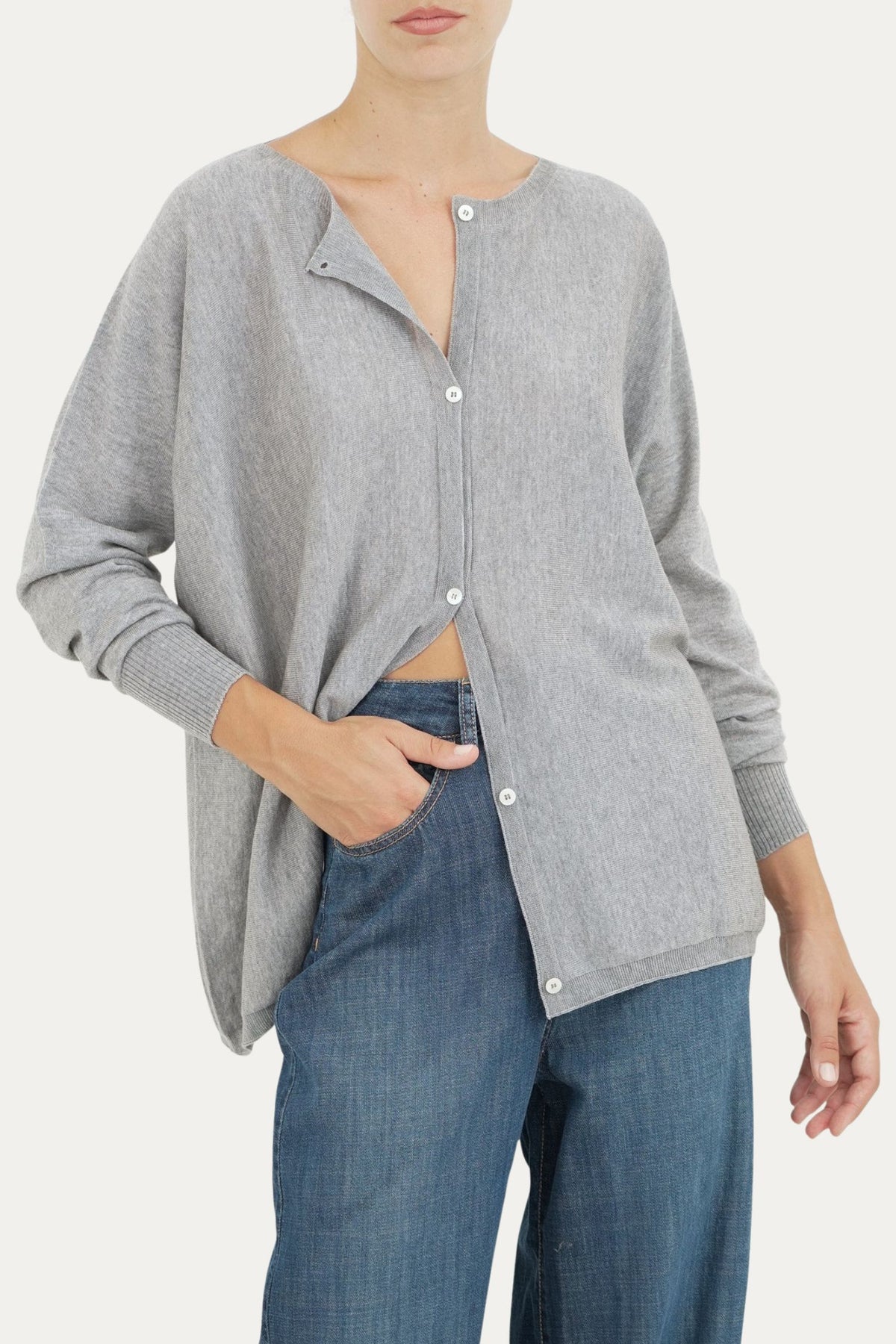 Cardigan con bottoni in lana merino Zegna Baruffa - Grigio