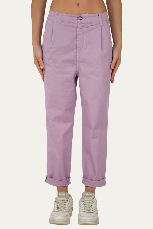 Pantalone boyfriend SALLY cotone Light - Glicine