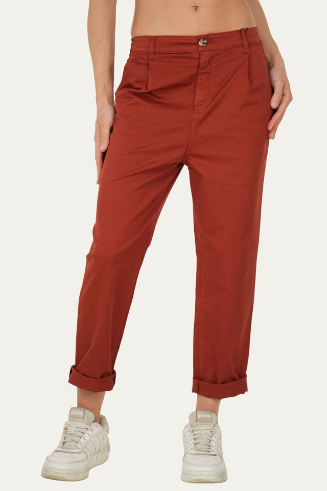 Pantalone boyfriend SALLY cotone Light - Terra