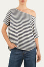 Maglia scollo a barca in cotone maniche corte a righe Florida - Jeans