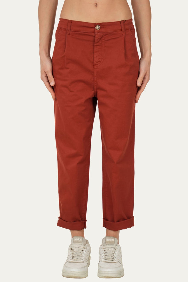 Pantalone boyfriend SALLY cotone Light - Terra