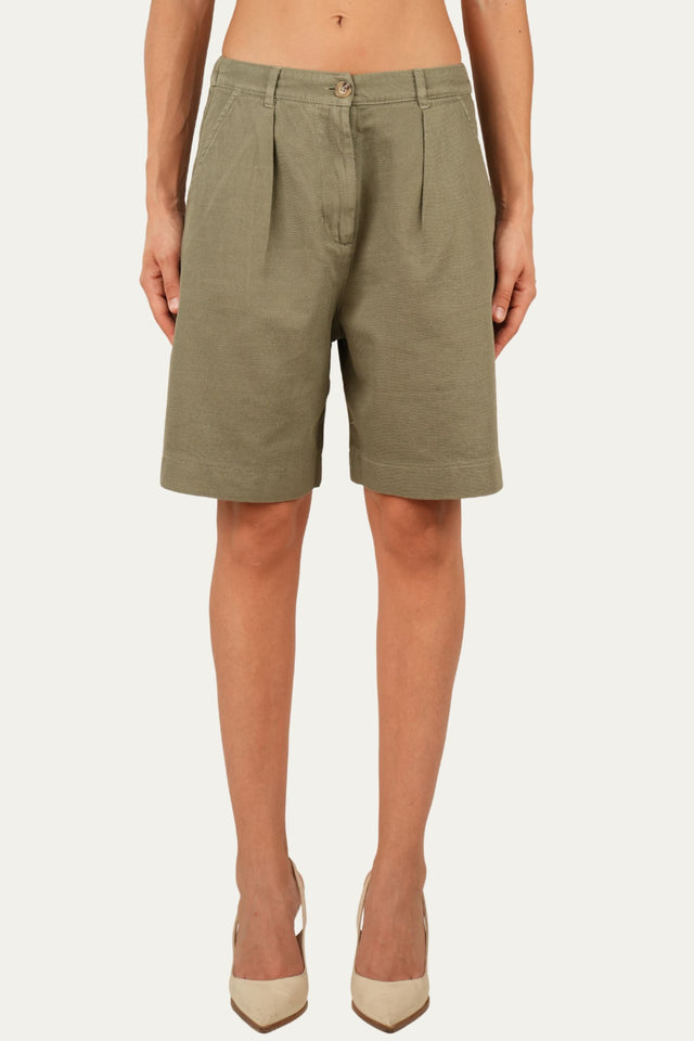Bermuda in Cotone slegato - Salvia