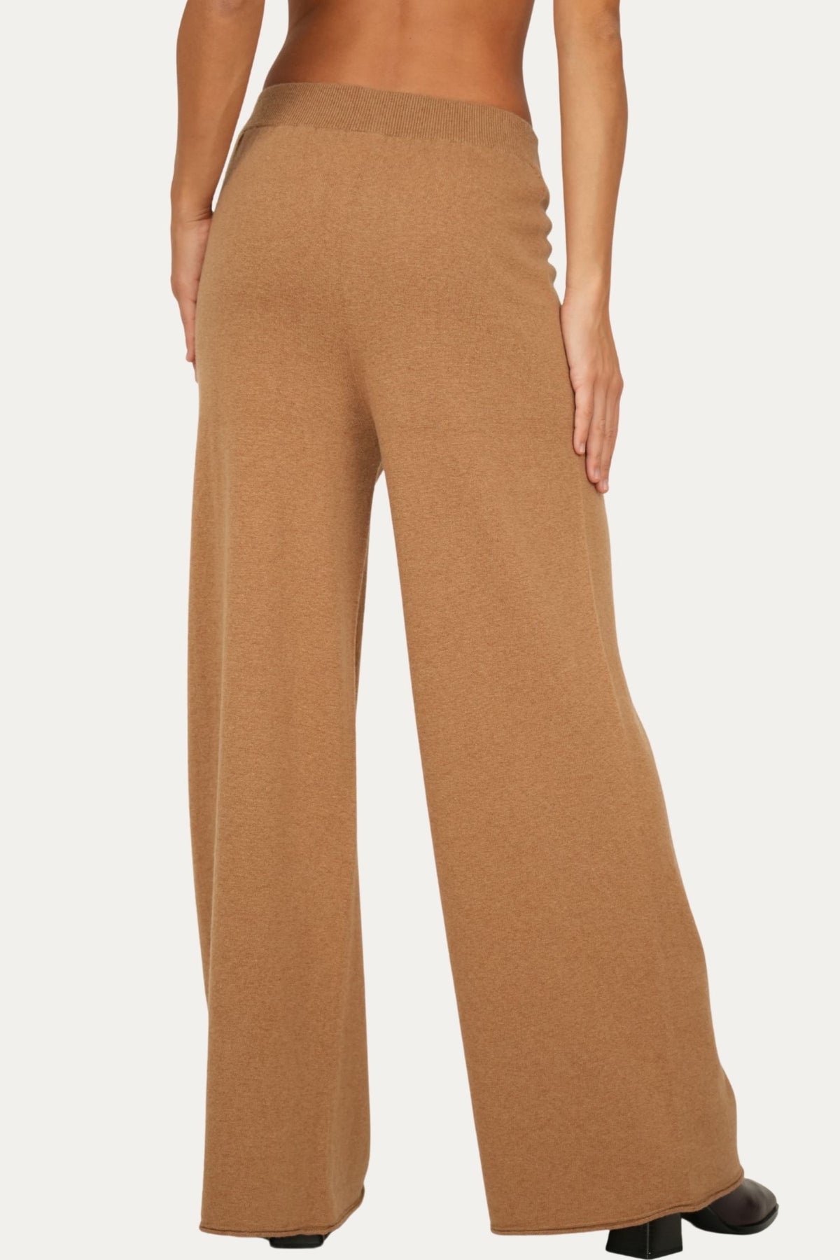 Pantalone palazzo misto cashmere - Biscotto