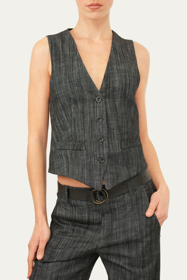 Gilet con bottoni - Denim scuro