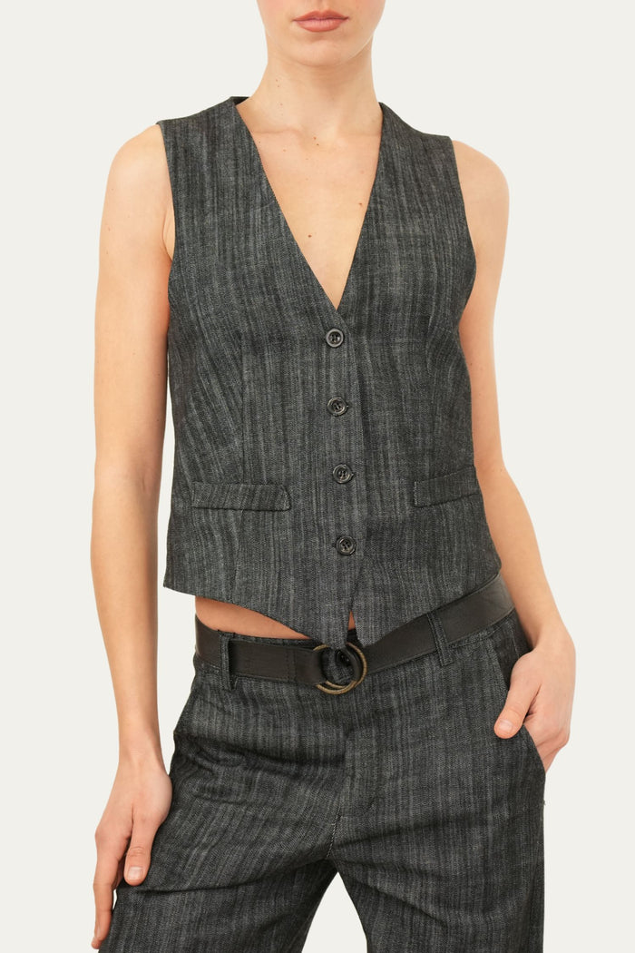 Gilet con bottoni - Denim scuro