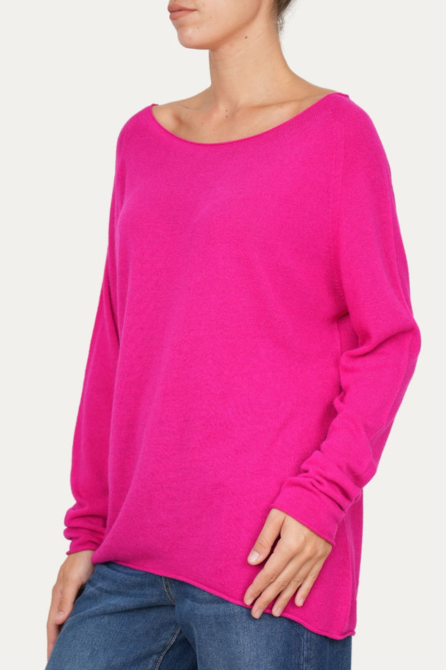 Maglia scollo barca morbida - Fucsia