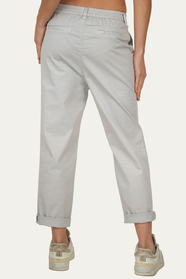 Pantalone boyfriend SALLY cotone Light - Grigio Pastello