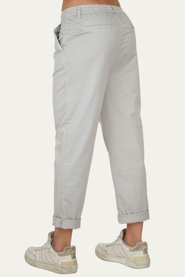 Pantalone boyfriend SALLY cotone Light - Grigio Pastello