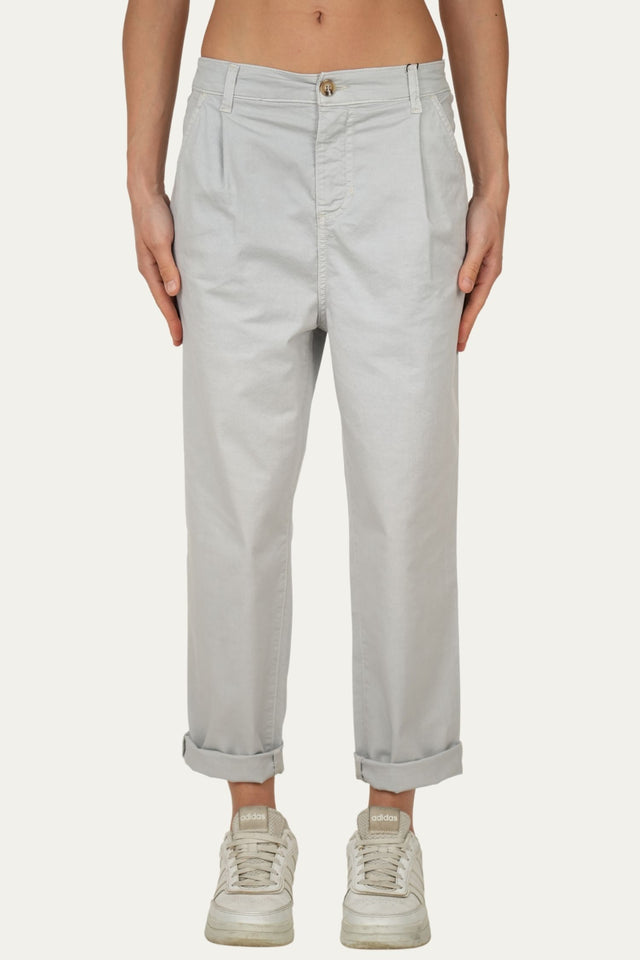 Pantalone boyfriend SALLY cotone Light - Grigio Pastello