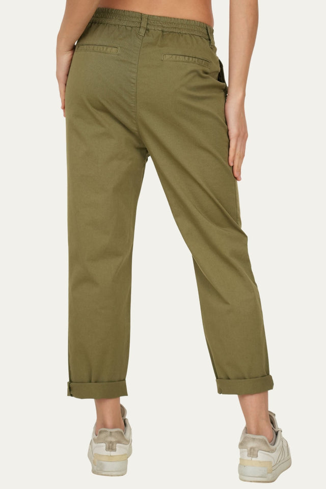 Pantalone boyfriend SALLY cotone Light - Militare