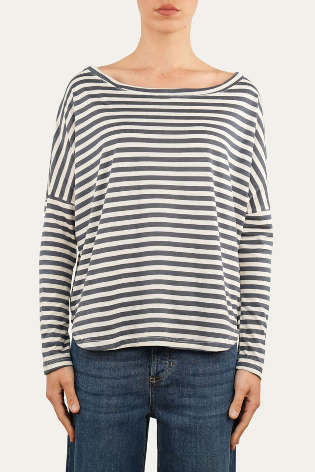 Maglia scollo a barca in cotone a righe Florida - Jeans