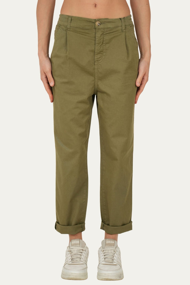 Pantalone boyfriend SALLY cotone Light - Militare