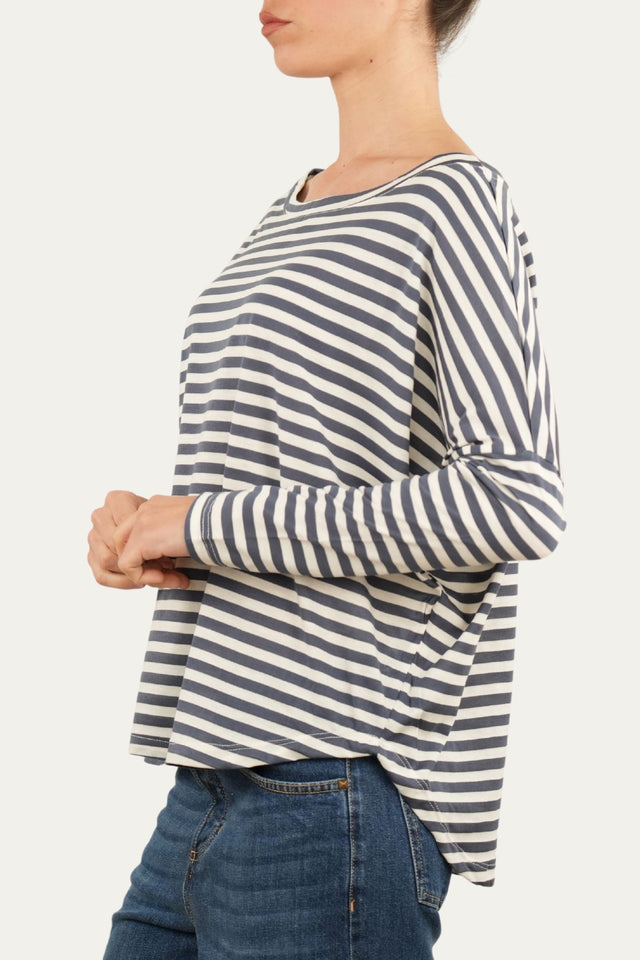 Maglia scollo a barca in cotone a righe Florida - Jeans