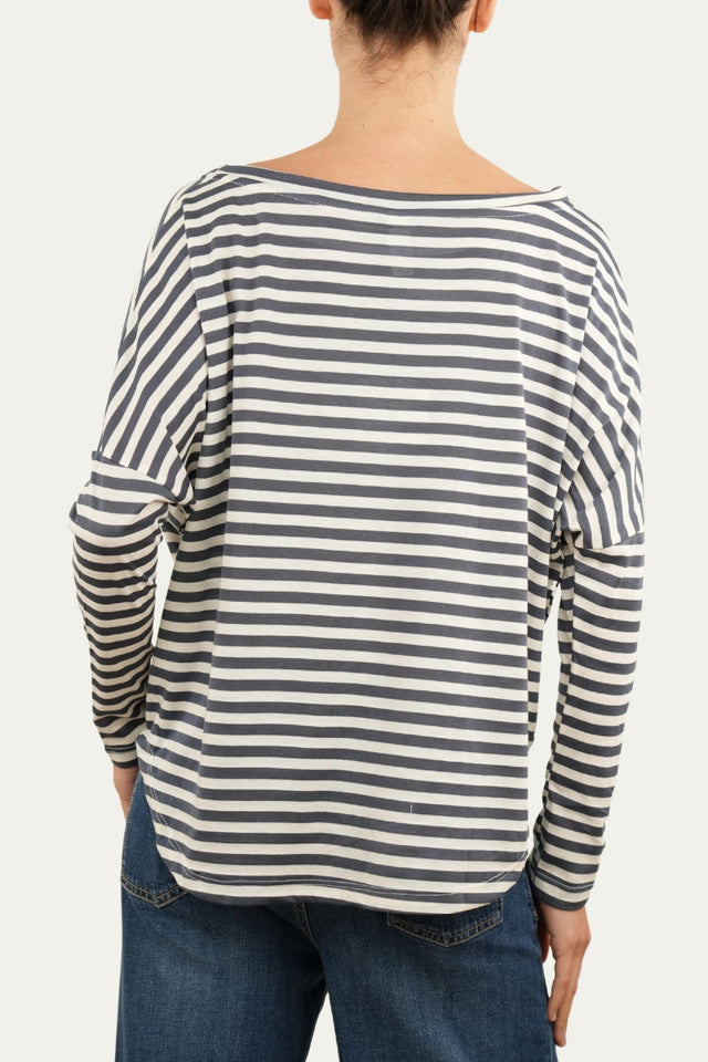 Maglia scollo a barca in cotone a righe Florida - Jeans