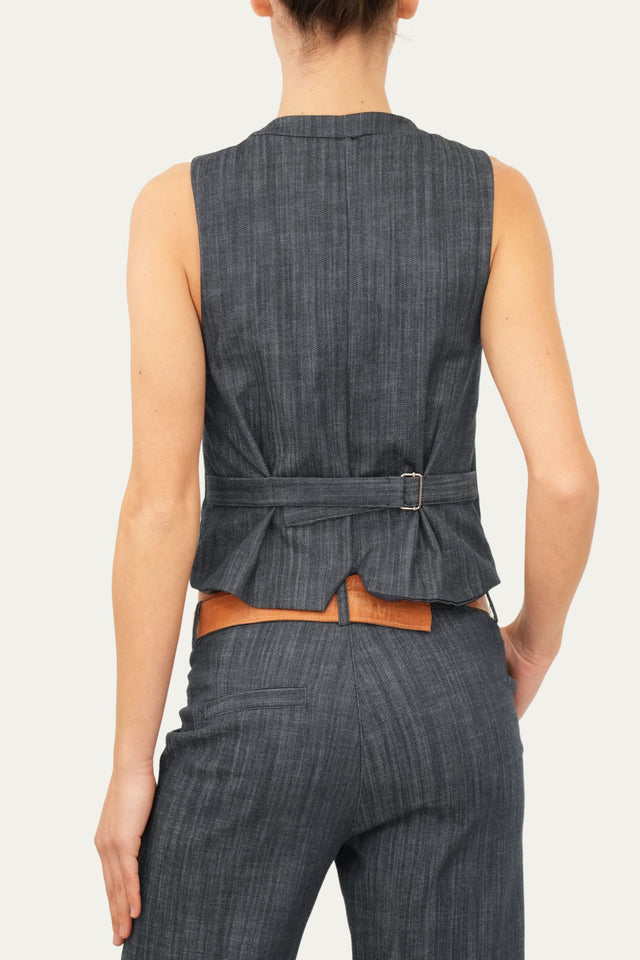 Gilet con bottoni - Denim Blu
