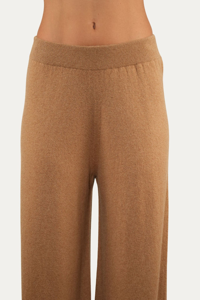 Pantalone palazzo misto cashmere - Biscotto