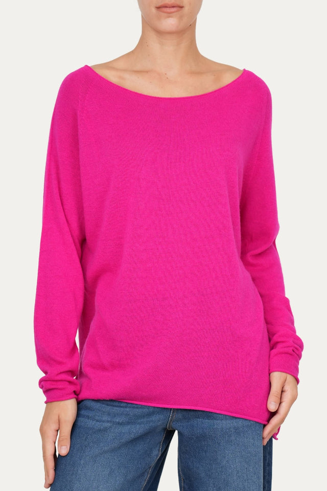 Maglia scollo barca morbida - Fucsia