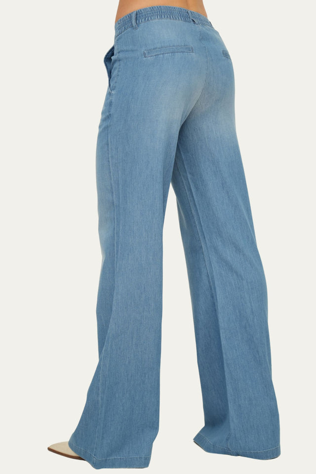 Pantalone palazzo LIA in chambray - Lavaggio Medio
