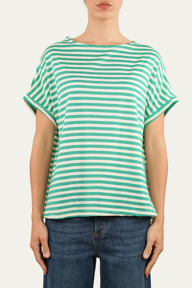 T+shirt a barchetta cotone a righe Florida - Smeraldo