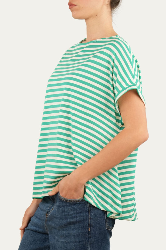 T+shirt a barchetta cotone a righe Florida - Smeraldo