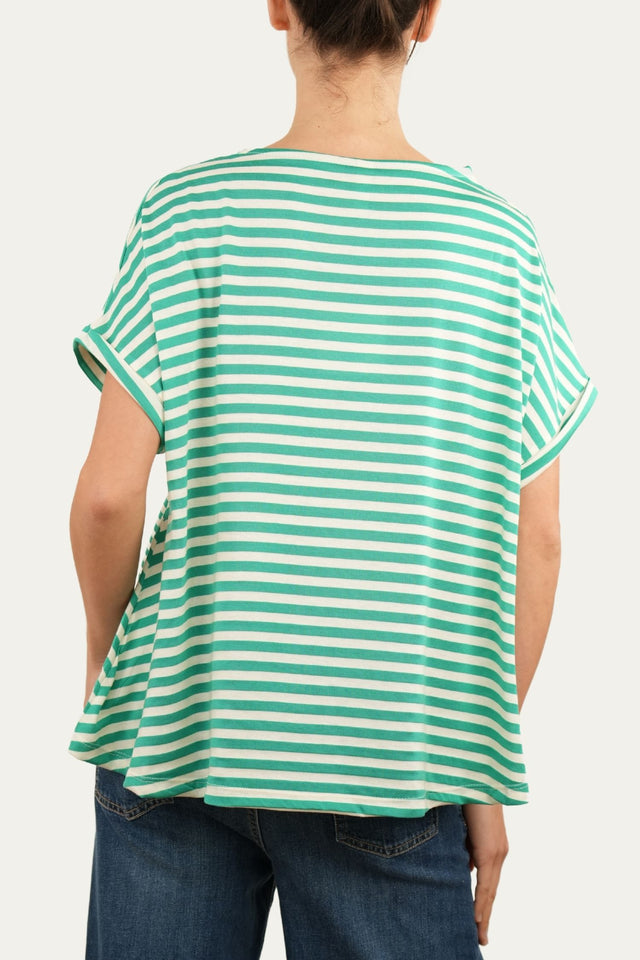 T+shirt a barchetta cotone a righe Florida - Smeraldo