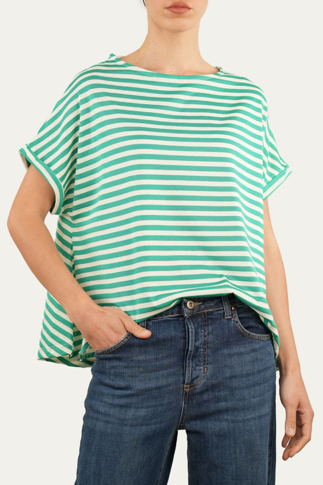 T+shirt a barchetta cotone a righe Florida - Smeraldo
