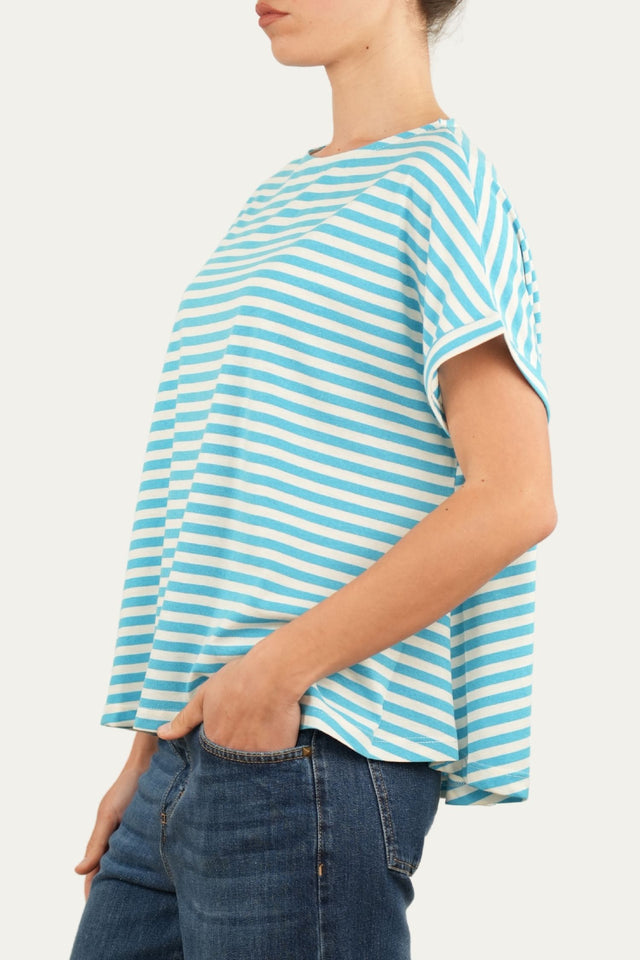 T+shirt a barchetta cotone a righe Florida - Turchese