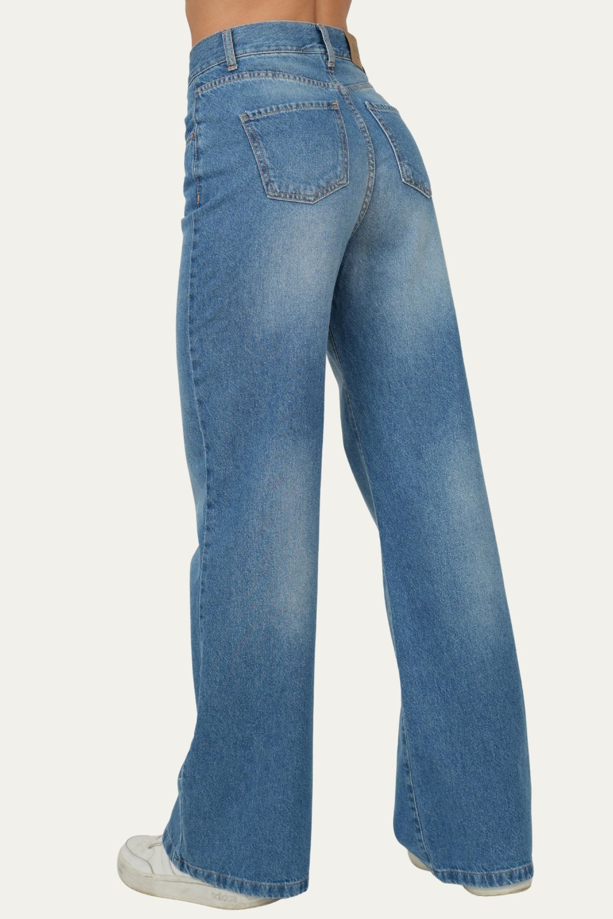 Jeans palazzo a vita alta MARY tessuto slegato - Denim Blu