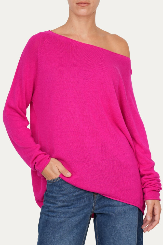Maglia scollo barca morbida - Fucsia