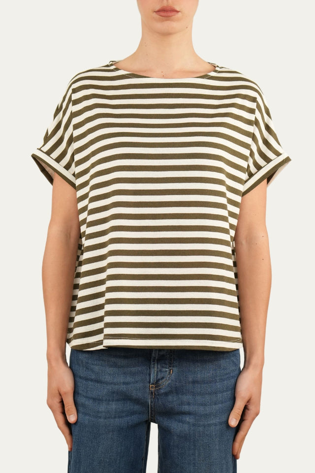 T+shirt a barchetta cotone a righe Florida - Militare