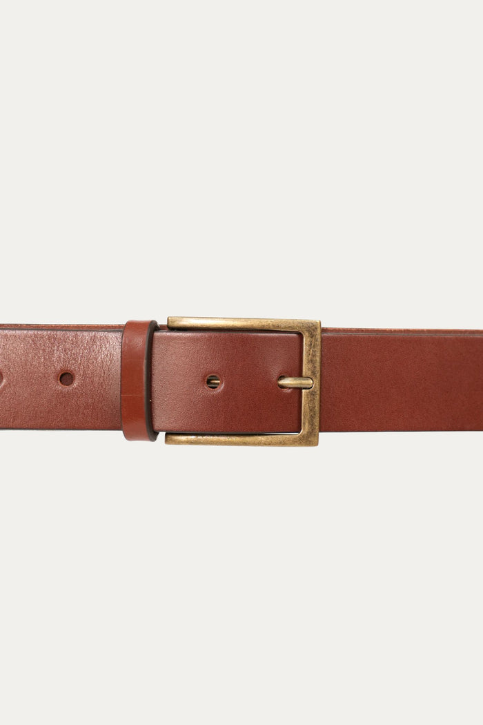 Cintura in pelle con fibbia Ottone - Cioccolato