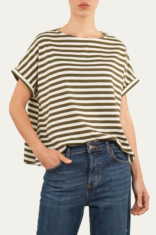 T+shirt a barchetta cotone a righe Florida - Militare