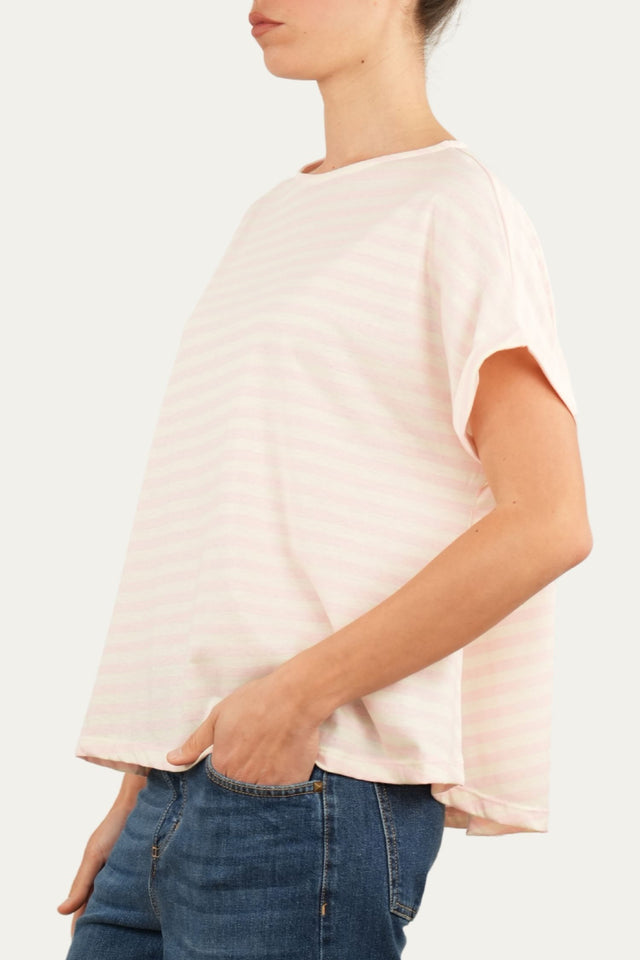 T+shirt a barchetta cotone a righe Florida - Rosa Confetto