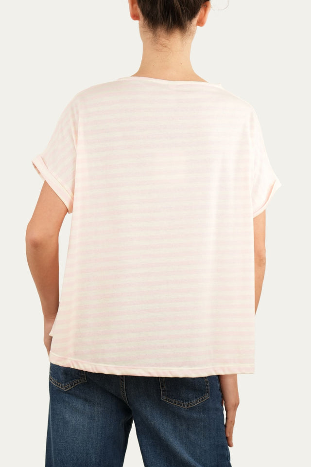 T+shirt a barchetta cotone a righe Florida - Rosa Confetto