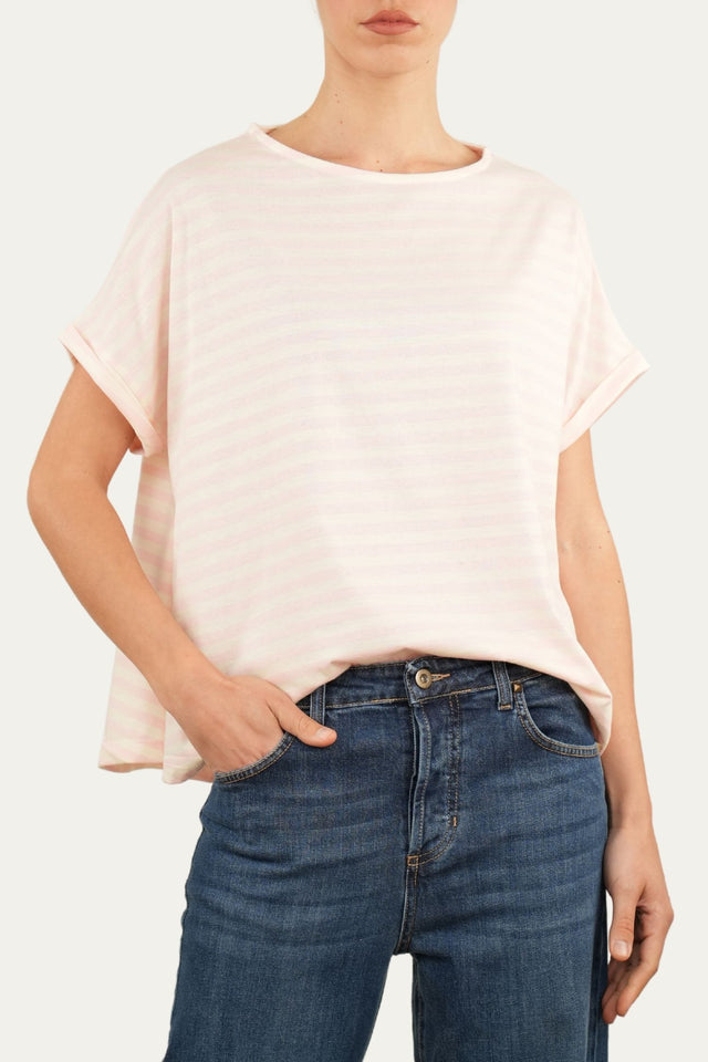 T+shirt a barchetta cotone a righe Florida - Rosa Confetto