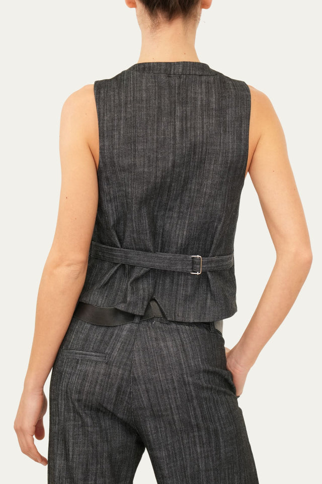 Gilet con bottoni - Denim scuro