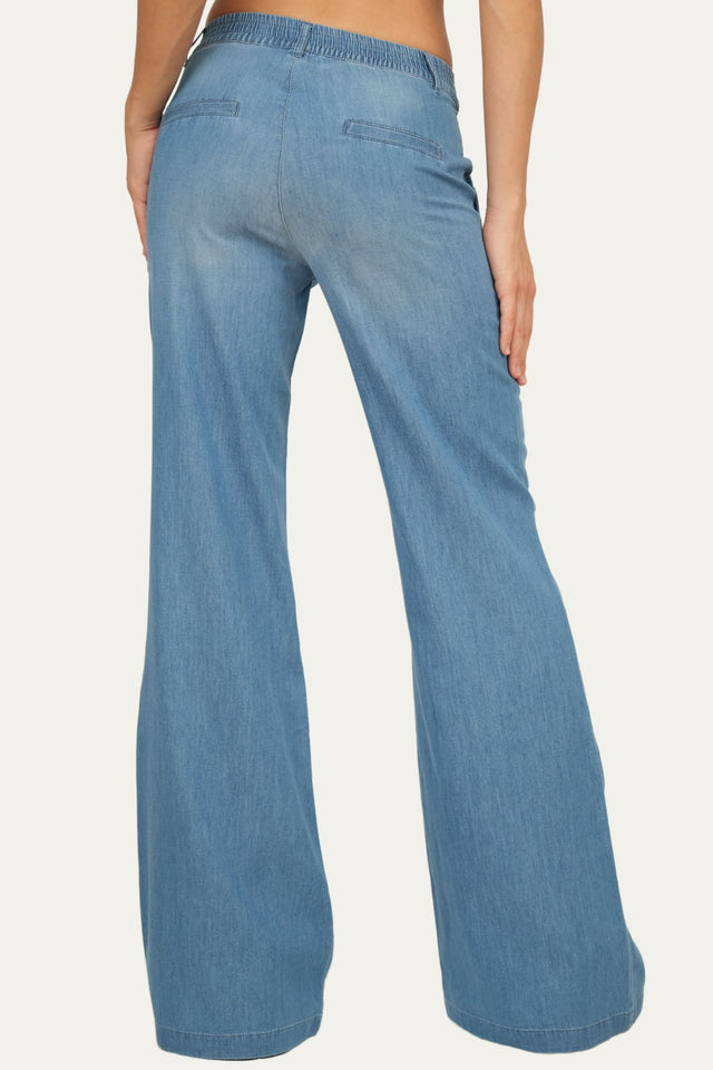 Pantalone palazzo LIA in chambray - Lavaggio Medio