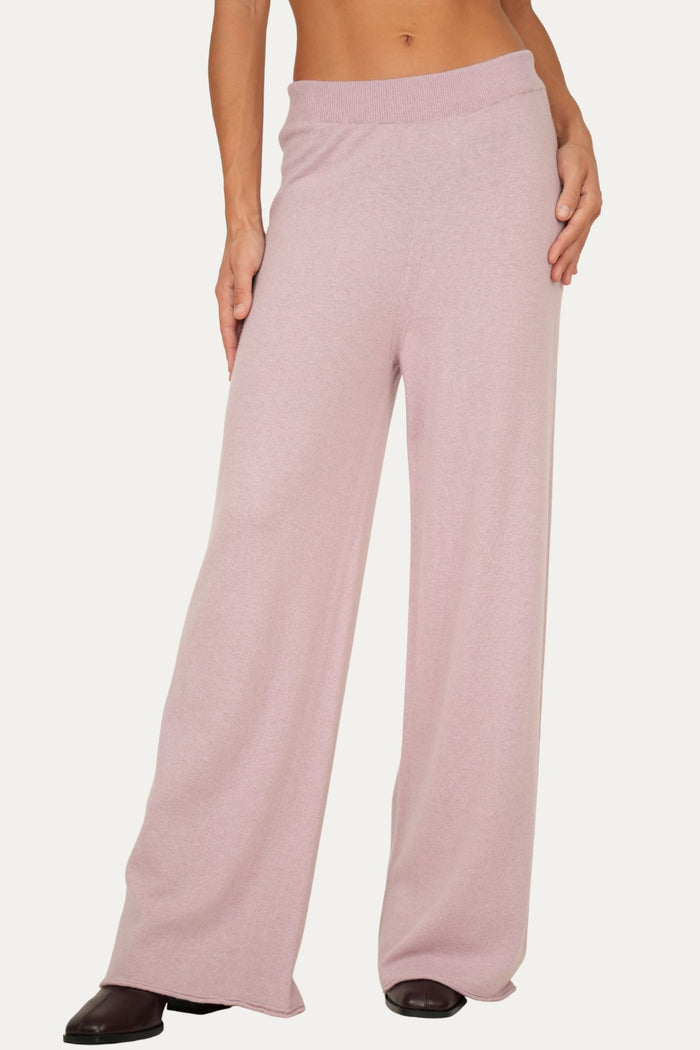 Pantalone palazzo misto cashmere - Malva
