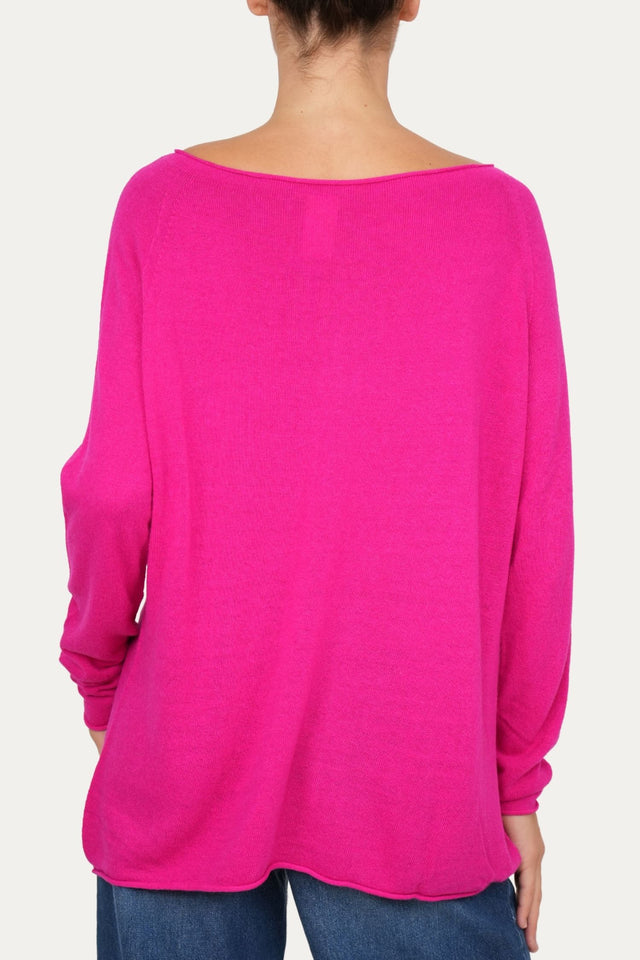 Maglia scollo barca morbida - Fucsia