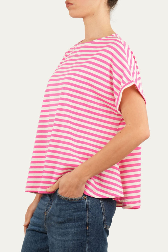 T+shirt a barchetta cotone a righe Florida - Fuxia